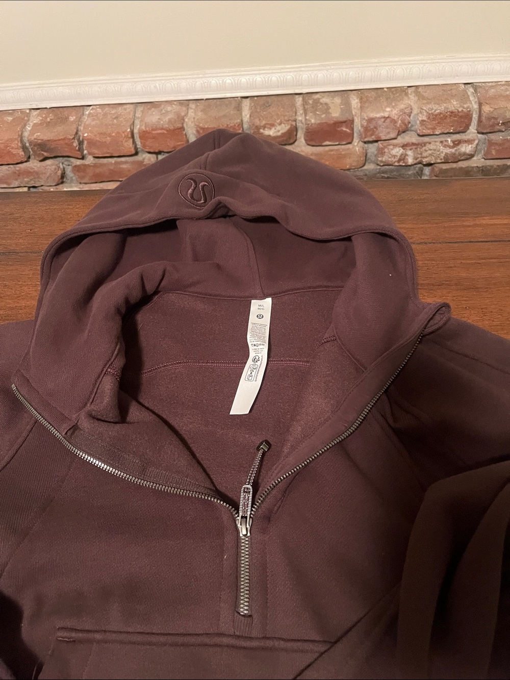 lululemon athletica Womens Half-Zip Hoodie Sweater in Chocolate Brown - Picture 5 of 10